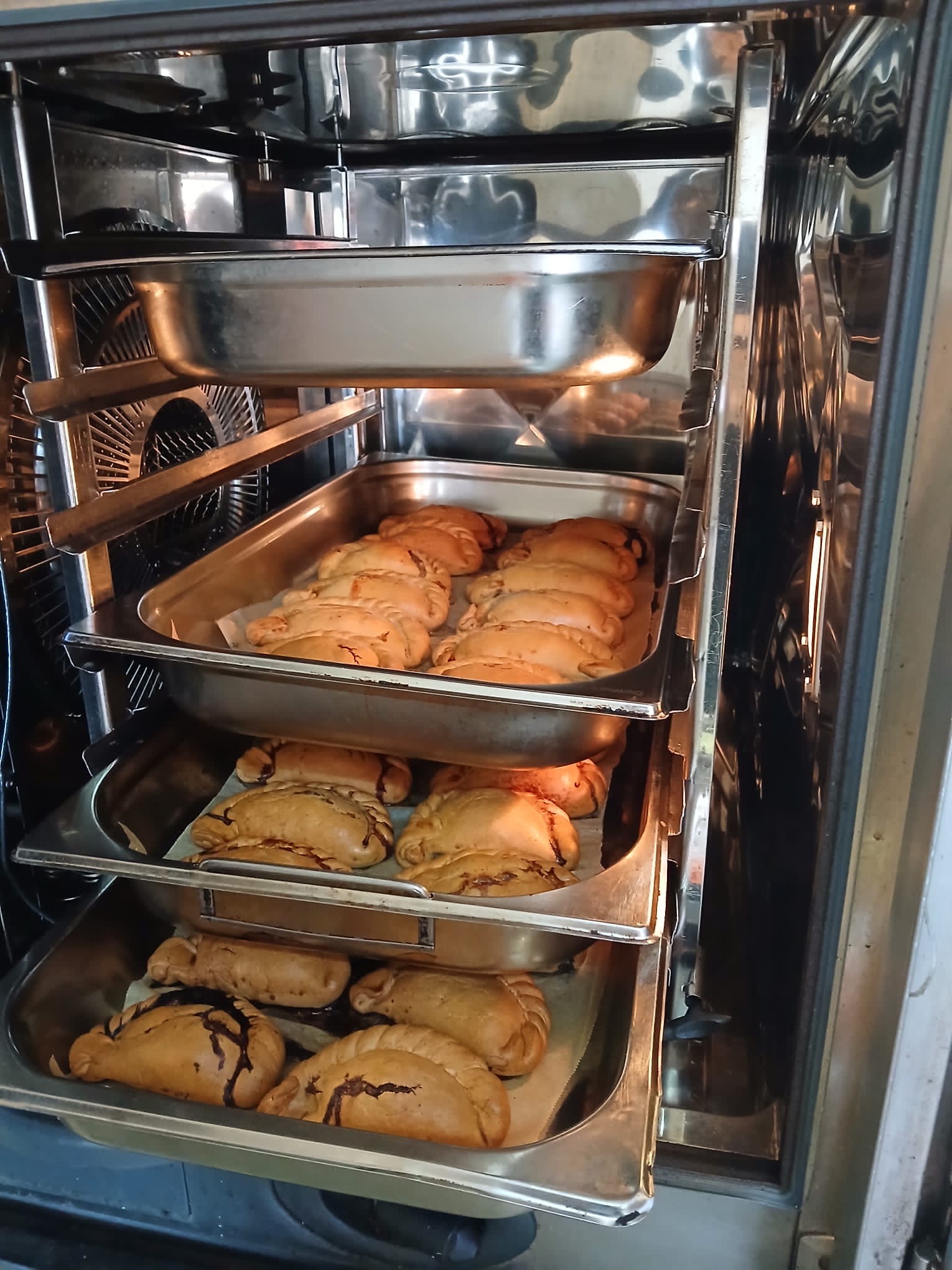 Cornish pasties cooking in The Griffin kitchen