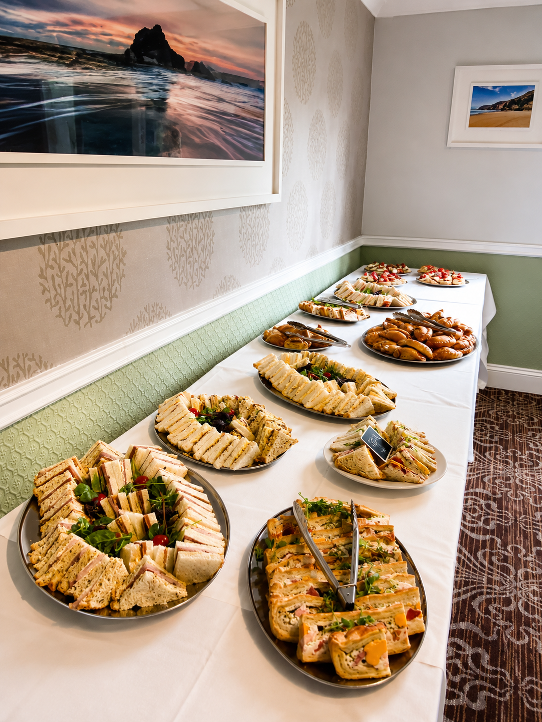 Fresh sandwiches prepared for a buffet