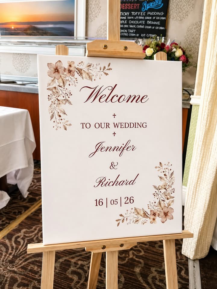 Wedding welcome board at The Griffin Newquay