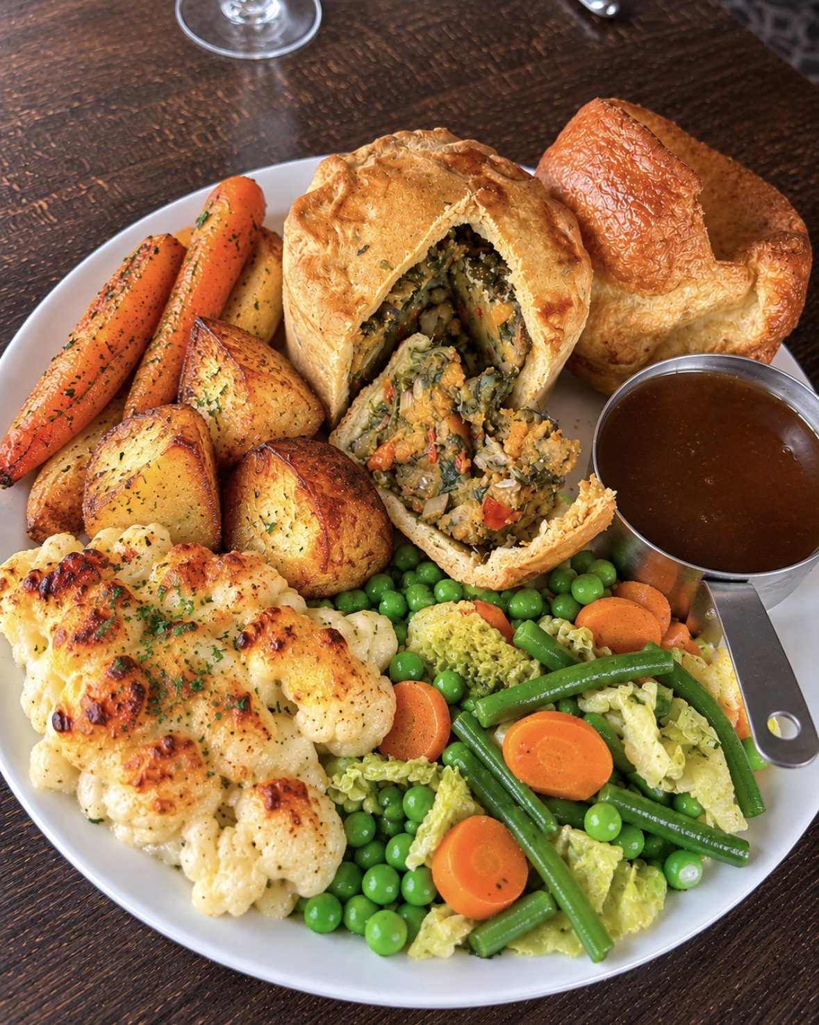 Sweet potato mushroom and spinach pie at The Griffin Newquay