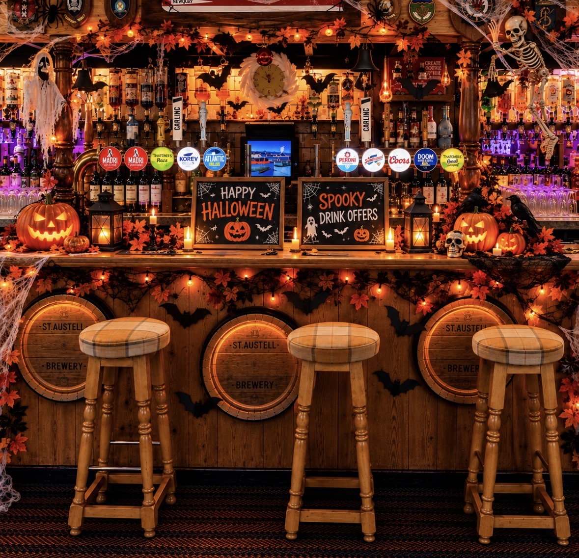 Halloween decorations at The Griffin Newquay
