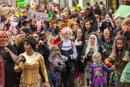 Families taking part in Newquay Zombie Crawl